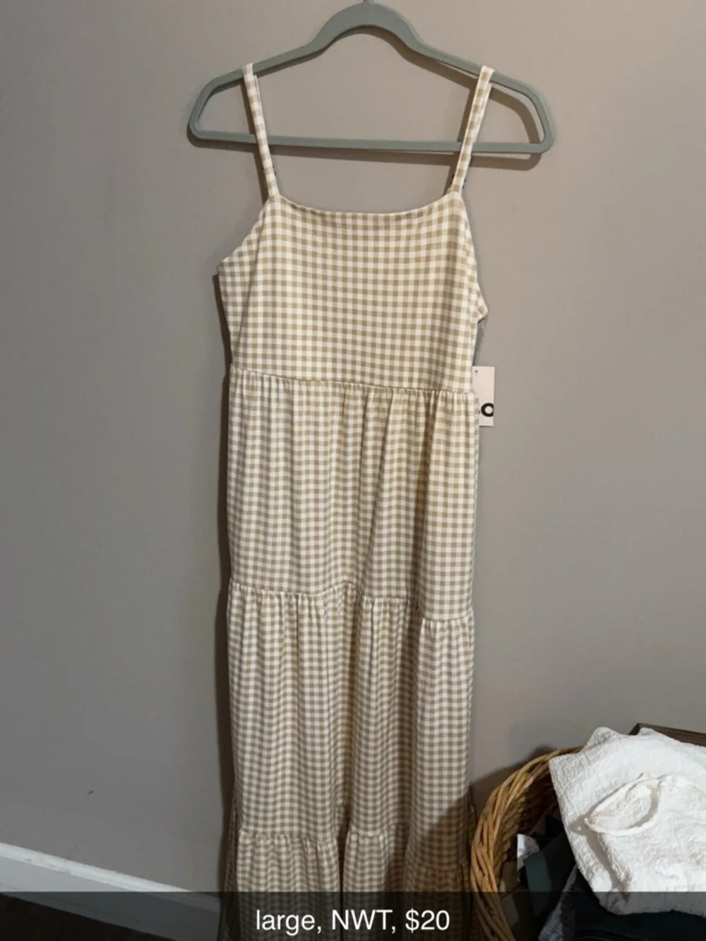 Beige and White Gingham Maxi Dress - Picture 1 of 1